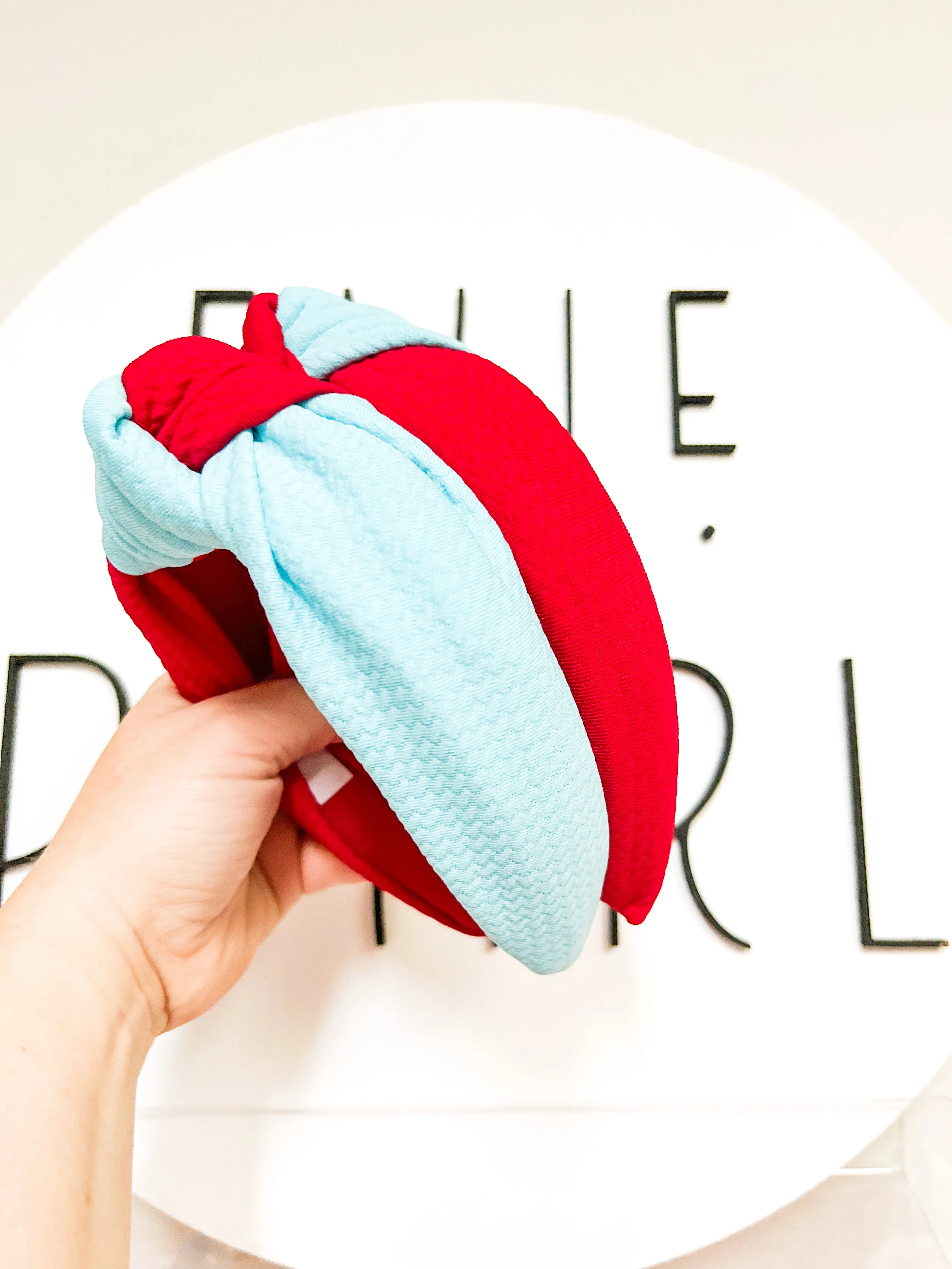 Teal & Red Colorblock Knotted Headband