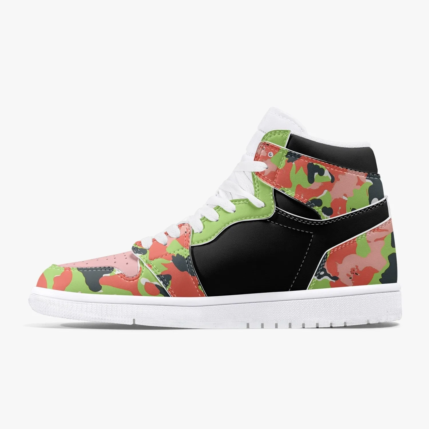 TREADZ 10 TOES DOWN UNITY OVER DIVISION AKA PINK AND GREEN CAMO HIGH TOP LEATHER SNEAKER