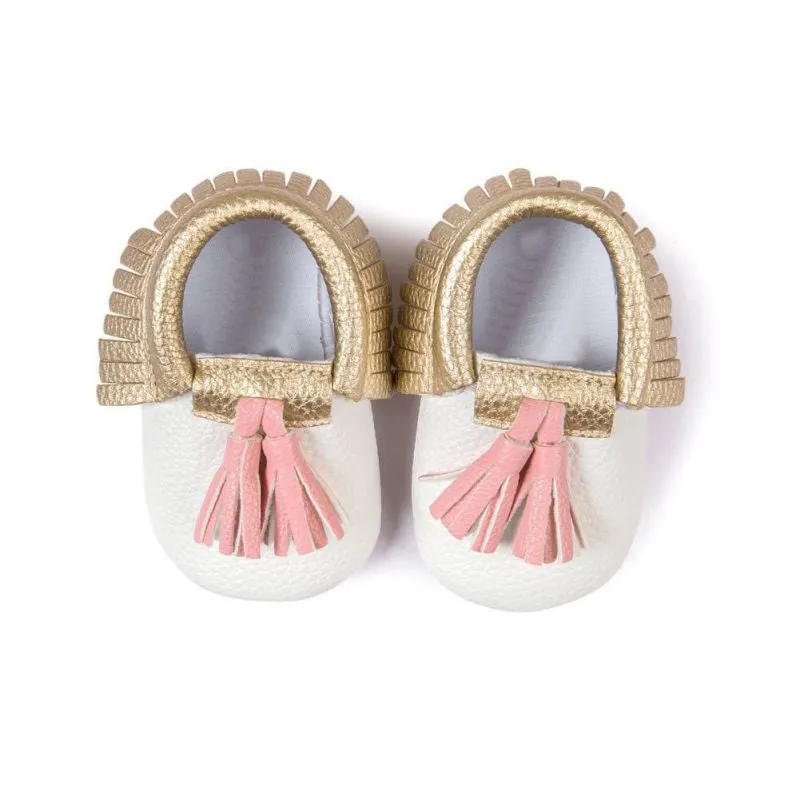 Unisex Boys Girls Soft PU Leather Tassel Moccasins Toddler Infant Moccasin Bow Shoes