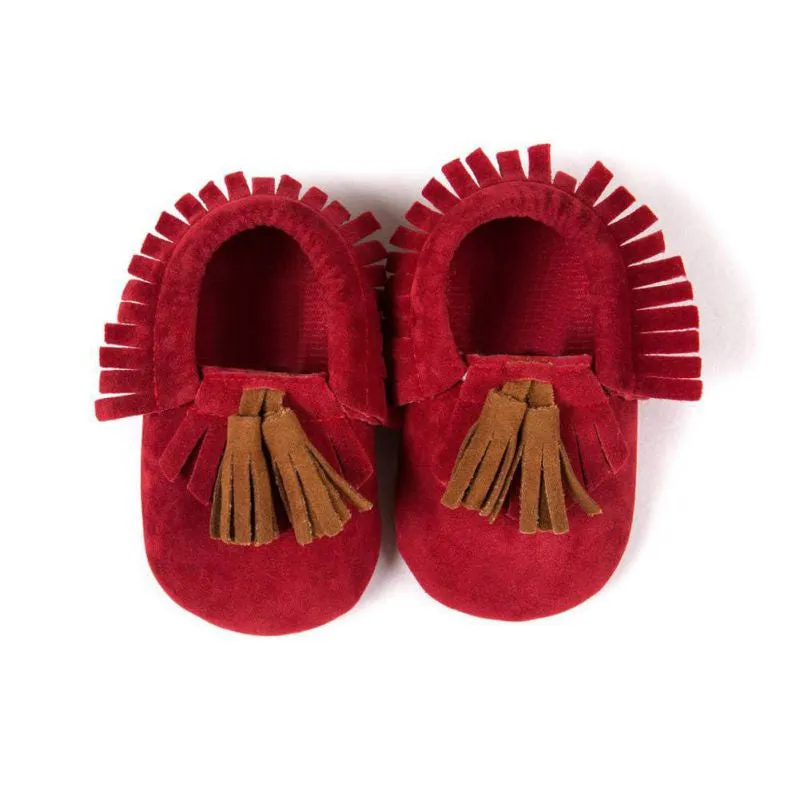 Unisex Boys Girls Soft PU Leather Tassel Moccasins Toddler Infant Moccasin Bow Shoes