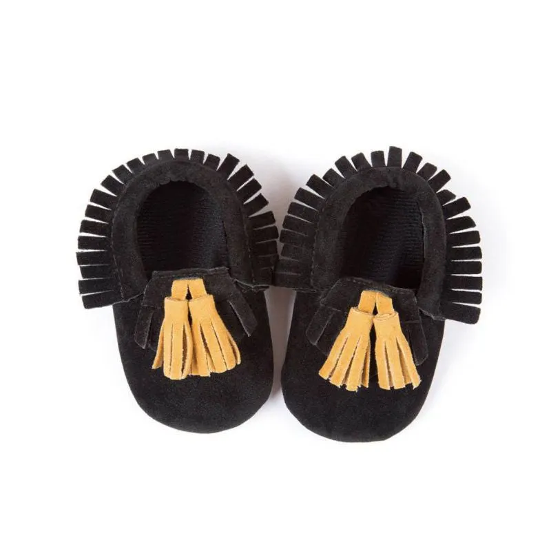 Unisex Boys Girls Soft PU Leather Tassel Moccasins Toddler Infant Moccasin Bow Shoes