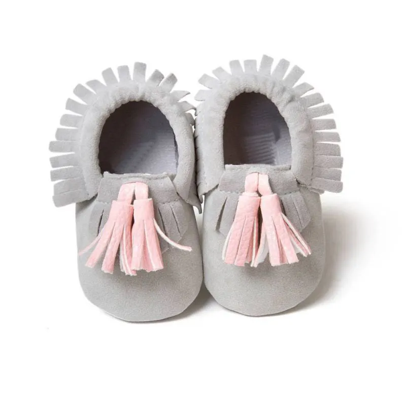 Unisex Boys Girls Soft PU Leather Tassel Moccasins Toddler Infant Moccasin Bow Shoes