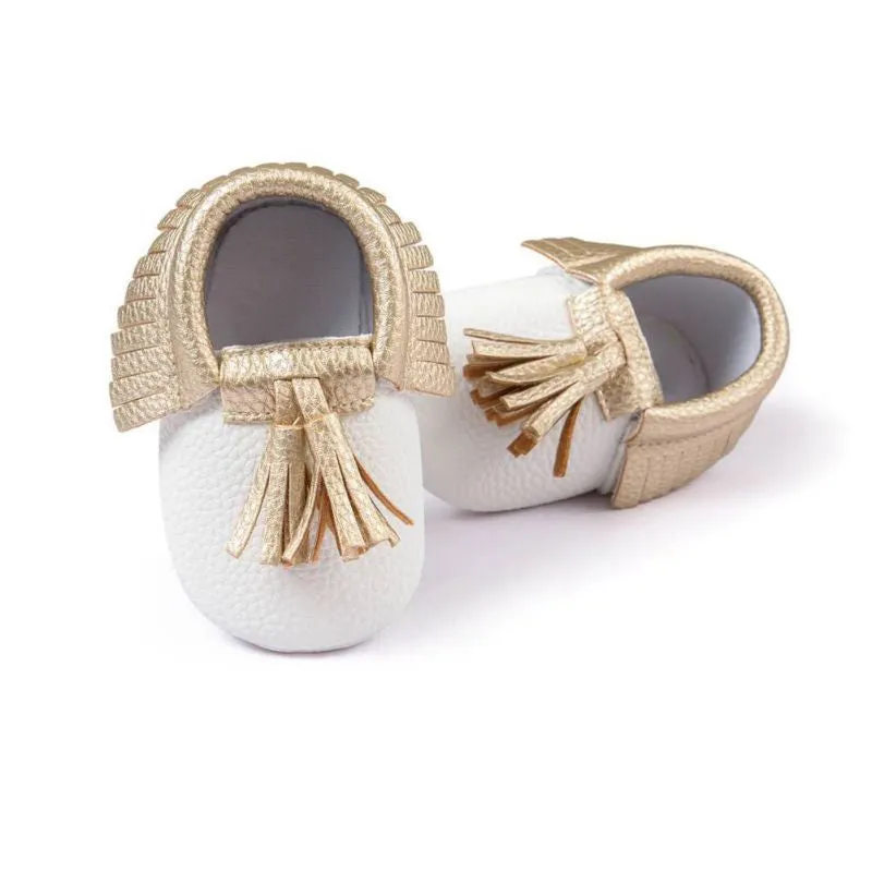 Unisex Boys Girls Soft PU Leather Tassel Moccasins Toddler Infant Moccasin Bow Shoes