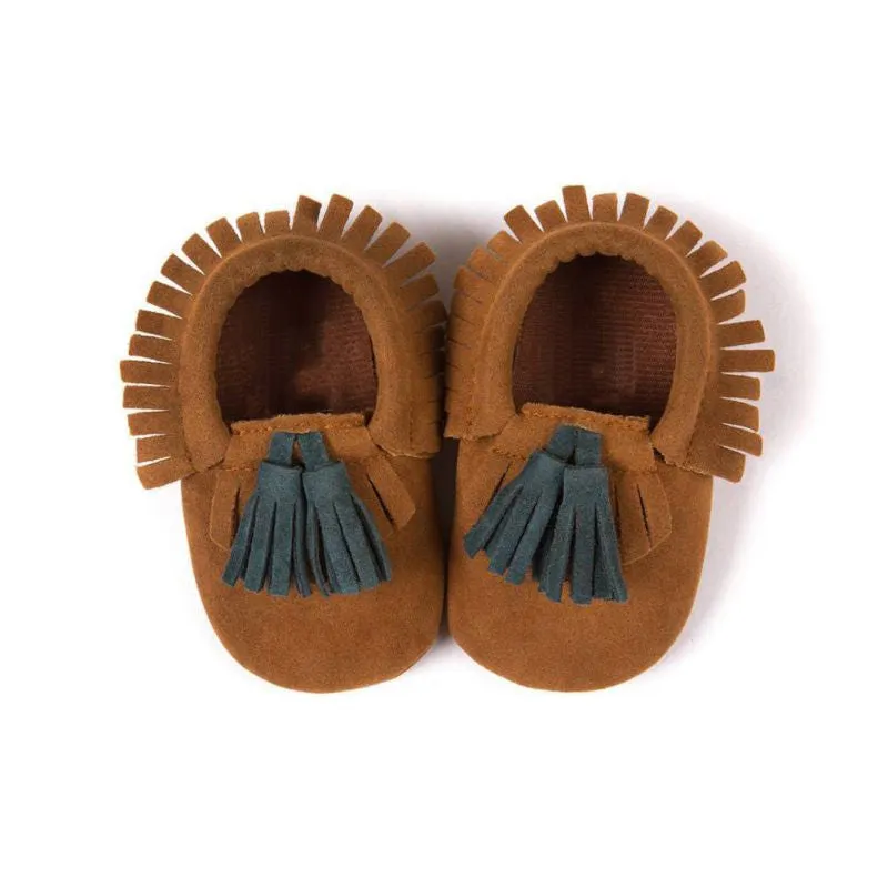 Unisex Boys Girls Soft PU Leather Tassel Moccasins Toddler Infant Moccasin Bow Shoes