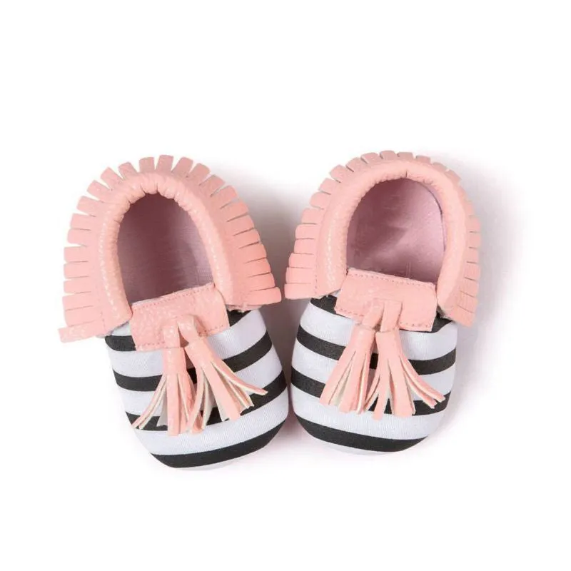 Unisex Boys Girls Soft PU Leather Tassel Moccasins Toddler Infant Moccasin Bow Shoes