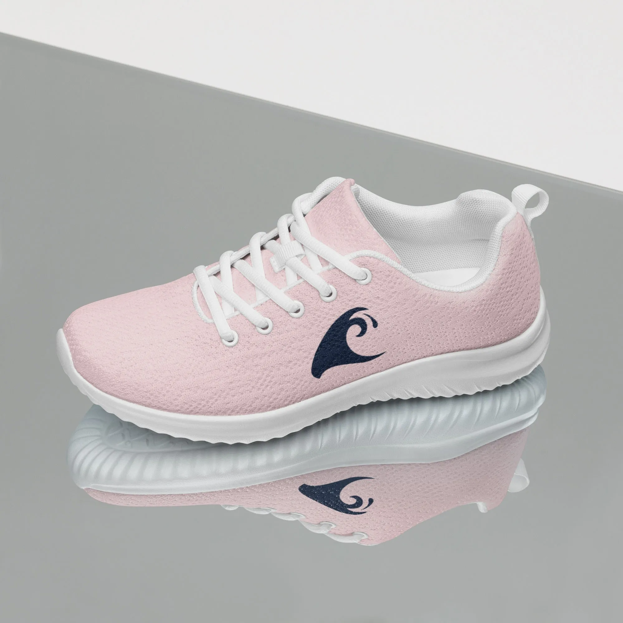 Women’s Soft Pink Athletic Shoes with Blue Extremely Stoked Epic Wave Logo