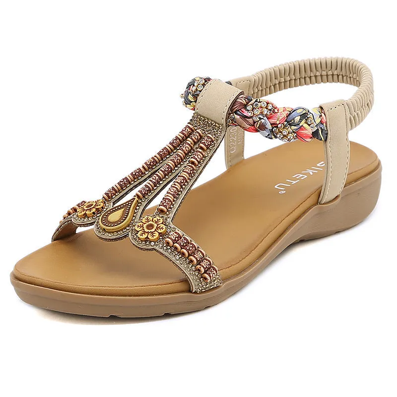 Women's Wedge Heel Faux Leather Open Toe Sandals