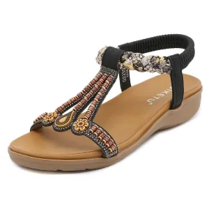 Women's Wedge Heel Faux Leather Open Toe Sandals