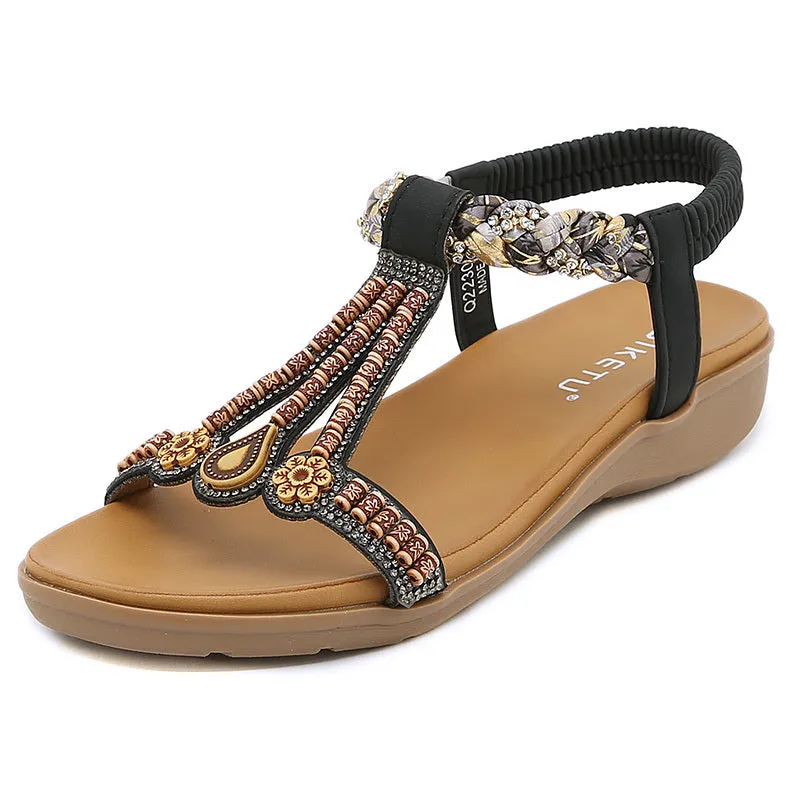 Women's Wedge Heel Faux Leather Open Toe Sandals